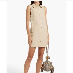 NWT ONIA Tan Air Linen Sleeveless Shirt Dress. Size M